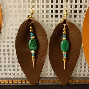 Leather hook earrings